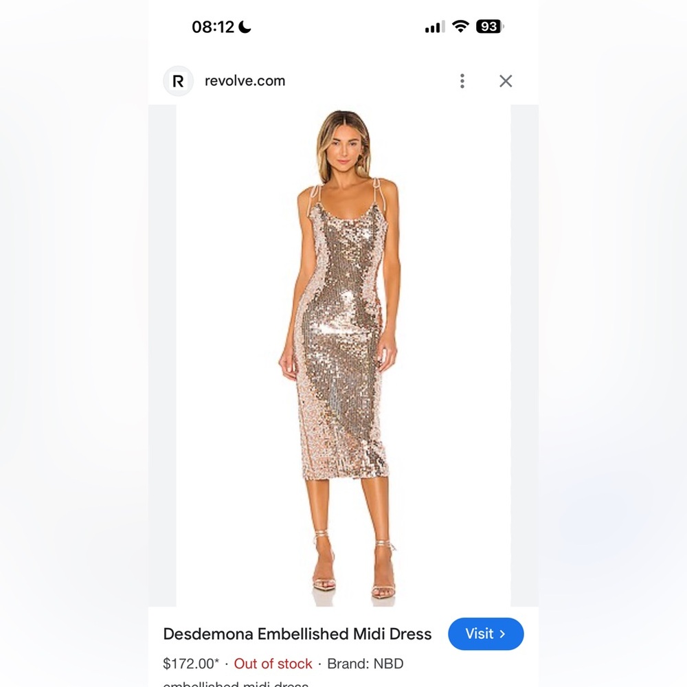 NBD Gold Sequin Bodycon Midi Dress